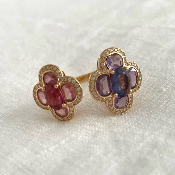 Isabelle Langlois 18kt Gold, Pink Tourmaline, Amethyst & Diamond Ring - Picture 8 of 8